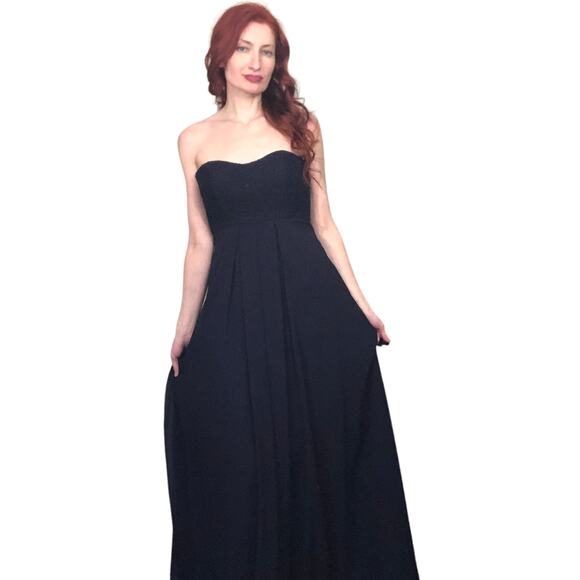 Navy Mori Lee Lace Chiffon Bridesmaid Formal Maxi Dress Size S NWT - Picture 1 of 13